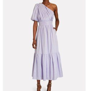 SELF-PORTRAIT One-Shoulder Taffeta Midi Dress